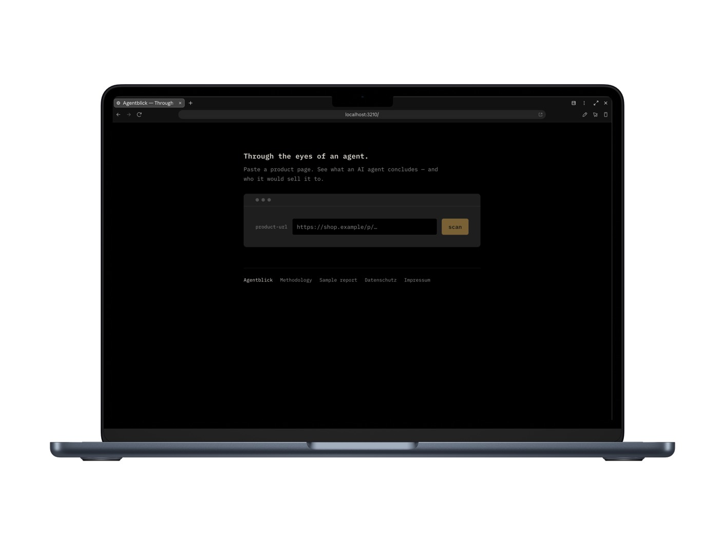 The Agentblick home page, shown on a laptop